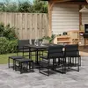 Image de vidaXL Ensemble à manger de jardin avec coussins 9 pcs noir textilène