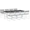Image de vidaXL Ensemble à manger de jardin avec coussins 9 pcs blanc textilène