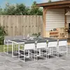 Image de vidaXL Ensemble à manger de jardin avec coussins 9 pcs blanc textilène