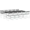 Image de vidaXL Ensemble à manger de jardin avec coussins 11pcs blanc textilène