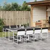 Image de vidaXL Ensemble à manger de jardin avec coussins 9 pcs blanc textilène