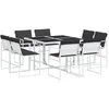 Image de vidaXL Ensemble à manger de jardin avec coussins 9 pcs blanc textilène