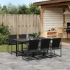 Image de vidaXL Ensemble à manger de jardin 7 pcs noir textilène