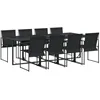 Image de vidaXL Ensemble à manger de jardin 9 pcs noir textilène