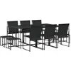 Image de vidaXL Ensemble à manger de jardin 11 pcs noir textilène