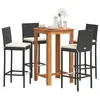 Image de vidaXL Ensemble de bar de jardin 5 pcs noir bois massif acacia rotin