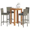 Image de vidaXL Ensemble de bar de jardin 5 pcs gris bois massif acacia rotin