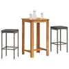 Image de vidaXL Ensemble de bar de jardin 3 pcs gris bois massif acacia rotin