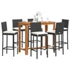 Image de vidaXL Ensemble de bar de jardin 7 pcs noir bois massif acacia rotin