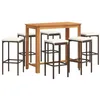 Image de vidaXL Ensemble de bar de jardin 7 pcs marron bois massif acacia rotin