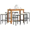 Image de vidaXL Ensemble de bar de jardin 7 pcs noir bois massif acacia rotin