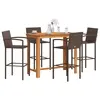 Image de vidaXL Ensemble de bar de jardin 5 pcs marron bois massif acacia rotin