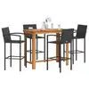 Image de vidaXL Ensemble de bar de jardin 5 pcs noir bois massif acacia rotin