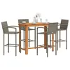 Image de vidaXL Ensemble de bar de jardin 5 pcs gris bois massif acacia rotin
