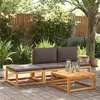 Image de vidaXL Ensemble de canapés de jardin 4 pièces avec coussins en bois d'acacia et rotin