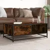 Image de vidaXL Table basse chêne fumé 90x57x35 cm bois d'ingénierie et métal
