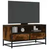 Image de vidaXL Meuble TV chêne fumé 80x34,5x40 cm bois d'ingénierie et métal