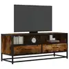 Image de vidaXL Meuble TV chêne fumé 100x34,5x40 cm bois d'ingénierie et métal