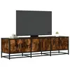 Image de vidaXL Meuble TV chêne fumé 150x35x41 cm bois d'ingénierie et métal