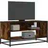 Image de vidaXL Meuble TV chêne fumé 91x40x46 cm bois d'ingénierie et métal