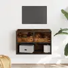 Image de vidaXL Meuble TV chêne fumé 60x31x39,5 cm bois d'ingénierie et métal