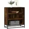 Image de vidaXL Buffet chêne fumé 68x35x76 cm bois d'ingénierie et métal