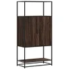 Image de vidaXL Buffet haut chêne marron 68x35x139 cm bois d'ingénierie métal, armoire latérale, armoire de rangement haute, vitrine haute, armoire haute
