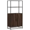 Image de vidaXL Buffet haut chêne marron 68x35x139 cm bois d'ingénierie métal, armoire latérale, armoire de rangement haute, vitrine haute, armoire haute