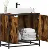 Image de vidaXL Armoire de lavabo de salle de bain chêne fumé 65x33x60 cm