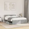 Image de vidaXL Cadre de lit et tête de lit sans matelas gris béton 120x200 cm