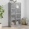 Image de vidaXL Buffet haut avec portes gris béton 68x37x142 cm bois ingénierie