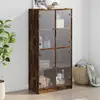 Image de vidaXL Buffet haut avec portes chêne fumé 68x37x142 cm bois ingénierie