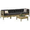 Image de vidaXL Salon de jardin 5 pcs avec coussins bois de pin imprégné
