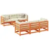 Image de vidaXL Salon de jardin 7 pcs avec coussins cire marron bois pin massif