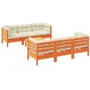 Image de vidaXL Salon de jardin 7 pcs avec coussins cire marron bois pin massif