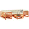 Image de vidaXL Salon de jardin 7 pcs avec coussins cire marron bois pin massif