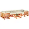 Image de vidaXL Salon de jardin 8 pcs avec coussins marron cire bois pin massif