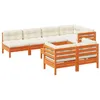 Image de vidaXL Salon de jardin 8 pcs avec coussins marron cire bois pin massif