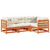 Image de vidaXL Salon de jardin 4 pcs avec coussins cire marron bois pin massif