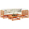 Image de vidaXL Salon de jardin 5 pcs avec coussins cire marron bois pin massif