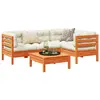 Image de vidaXL Salon de jardin 5 pcs avec coussins cire marron bois pin massif