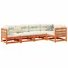 Image de vidaXL Salon de jardin 5 pcs avec coussins cire marron bois pin massif