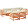 Image de vidaXL Salon de jardin 7 pcs avec coussins cire marron bois pin massif