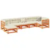 Image de vidaXL Salon de jardin 7 pcs avec coussins cire marron bois pin massif