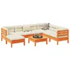 Image de vidaXL Salon de jardin 8 pcs avec coussins marron cire bois pin massif