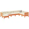 Image de vidaXL Salon de jardin 8 pcs avec coussins marron cire bois pin massif