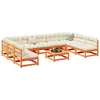 Image de vidaXL Salon de jardin 10pcs avec coussins cire marron bois pin massif