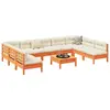 Image de vidaXL Salon de jardin 10pcs avec coussins cire marron bois pin massif