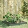 Image de vidaXL Lit surélevé de jardin vert olive 100x100x18,5 cm acier