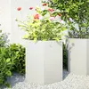 Image de vidaXL Jardinières 2 pcs blanc hexagone 46x40x45 cm acier